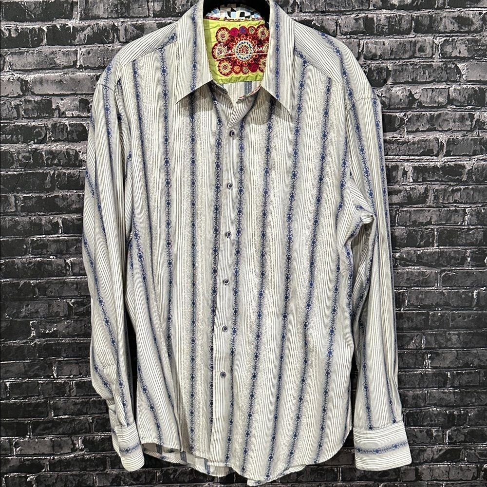 Robert Graham Blue & White Embroidered Shirt!